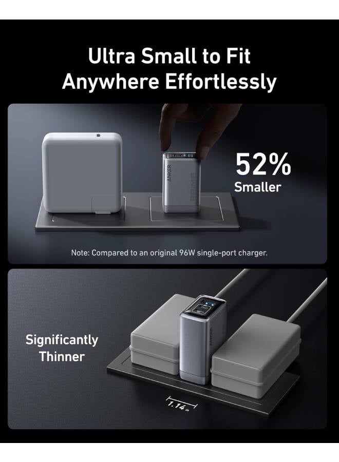 Prime Charger, 100W 3-Port GaN USB C Charger Block, Foldable and Compact for MacBook, iPad, iPhone 17/iPhone Series, Galaxy S24/S23, and More