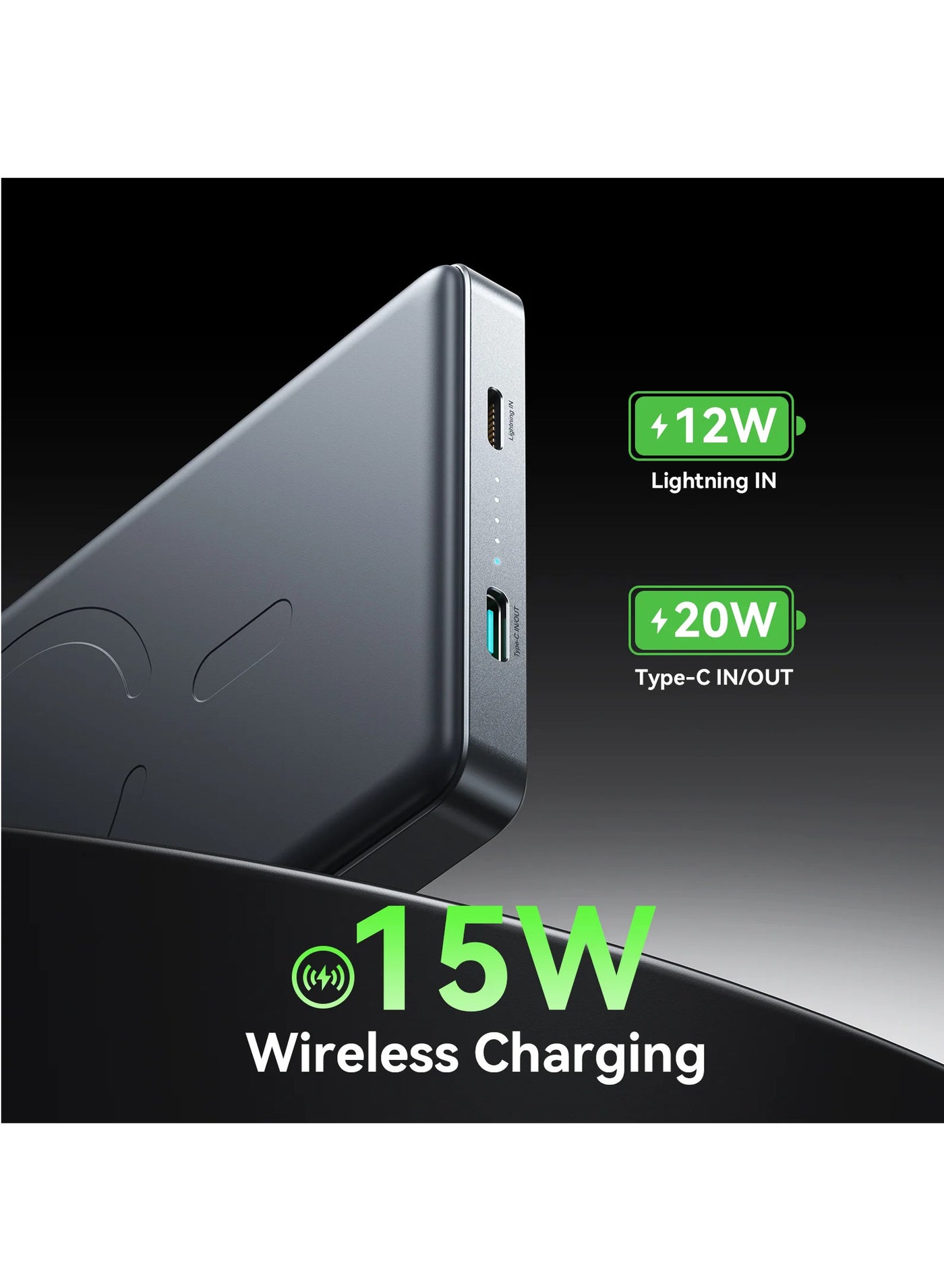 10000 mAh JR-PBM08 Pro 20W magnetic wireless power bank 10000mAh GRAY