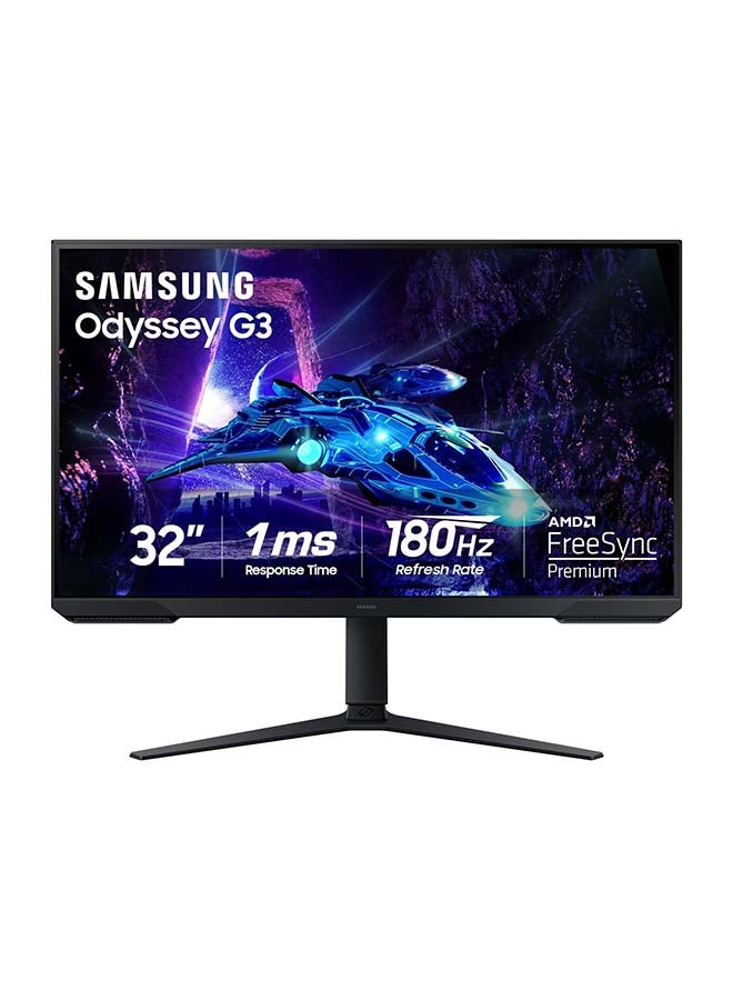 32 inch Odyssey G3 G30D Gaming Monitor (1920x1080) FHD With 180Hz Refresh Rate, 1ms Response Time, Virtual Aim point, Black Equalizer, Eye Saver Mode, 3 side borderless, x2 HDMI & AMD FreeSync, HAS(Tilt, Swivel, Pivot) | LS32DG302EMXUE Black