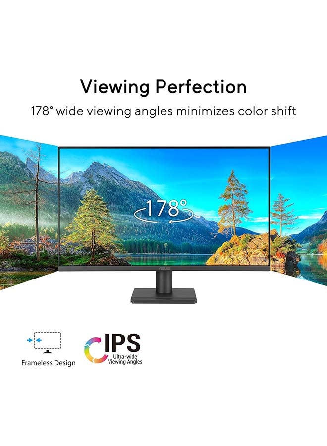 27 inch FHD 1920x1080 IPS Eye Care Monitor – 120Hz Refresh Rate, 1ms MPRT, 99% sRGB, Flicker-Free, Low Blue Light, HDMI & VGA, 300cd/m² Brightness, 1500:1 Contrast Ratio, VESA Mountable, TÜV Rheinland Certified, Tilt Adjustable, Built-in DisplayWidget, Eco-Friendly Design, VA279HG | 90LM04J1-B02371 Black Black