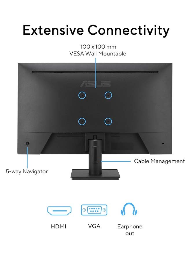 27 inch FHD 1920x1080 IPS Eye Care Monitor – 120Hz Refresh Rate, 1ms MPRT, 99% sRGB, Flicker-Free, Low Blue Light, HDMI & VGA, 300cd/m² Brightness, 1500:1 Contrast Ratio, VESA Mountable, TÜV Rheinland Certified, Tilt Adjustable, Built-in DisplayWidget, Eco-Friendly Design, VA279HG | 90LM04J1-B02371 Black Black