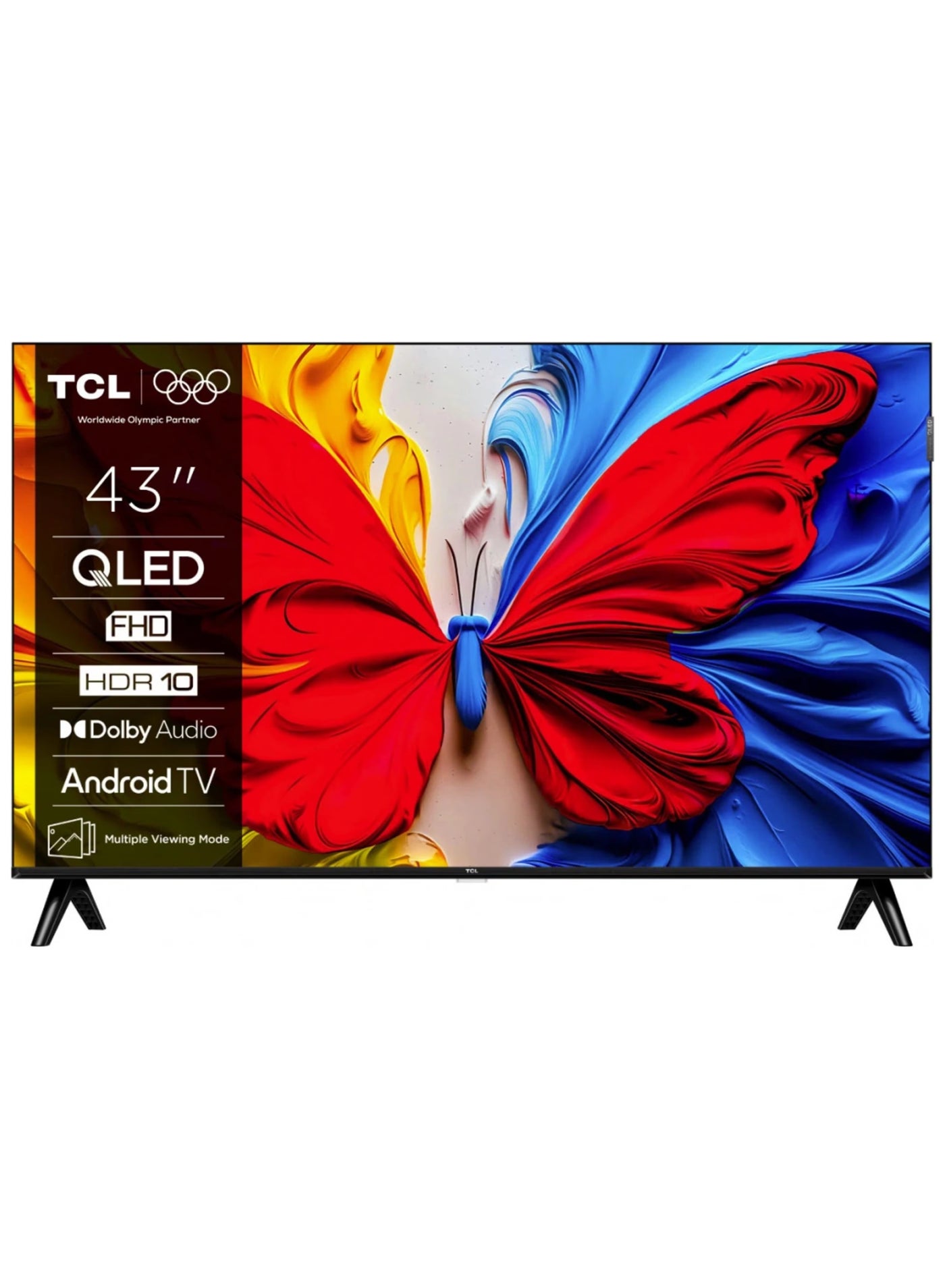 43 Inch S5K QLED Full HD Smart Google TV with Google Voice, HDR10, Dolby Audio, Google Cast, and Metallic Bezel-less Slim Design - 2025 Model 43S5K Black