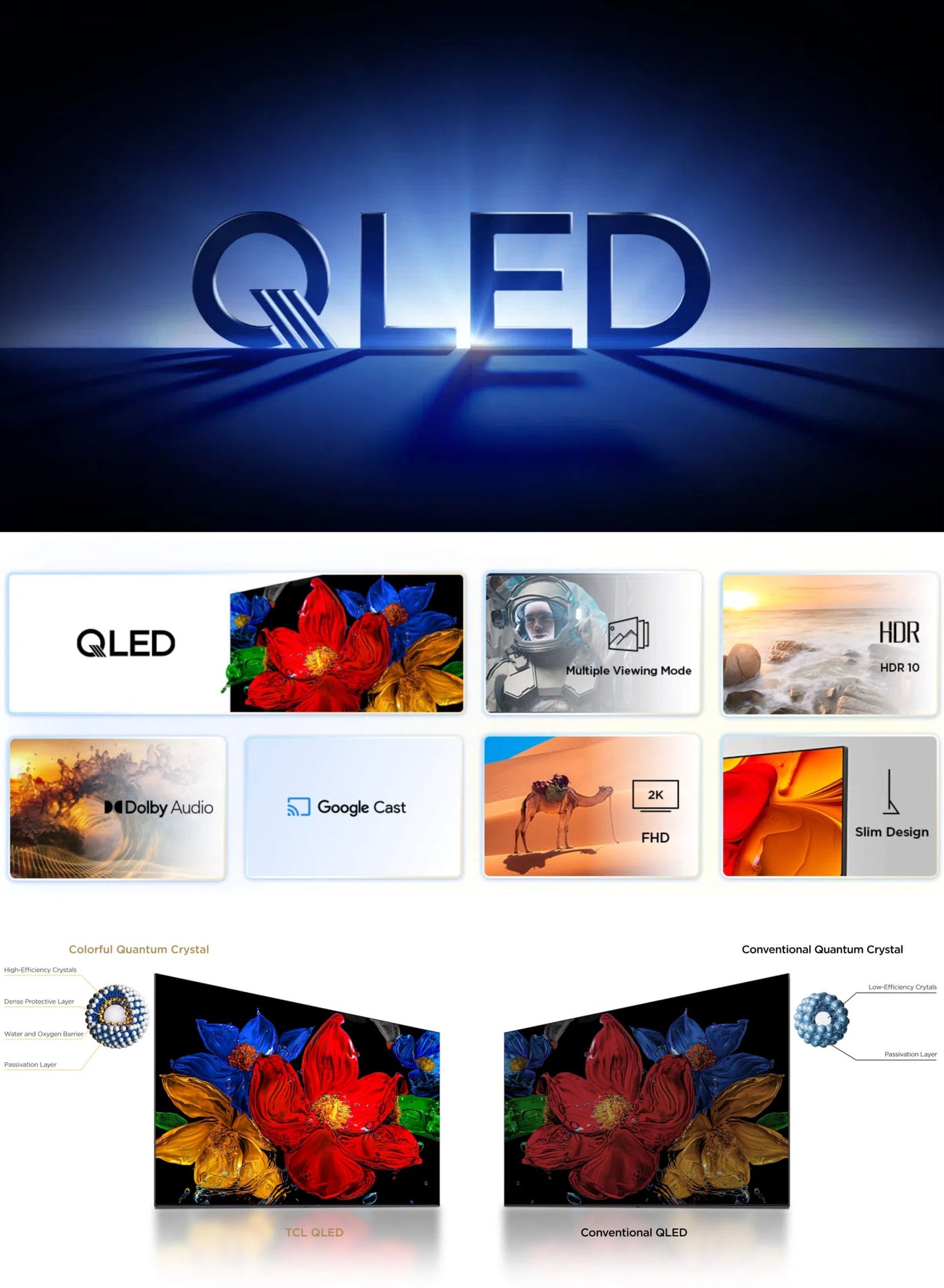 43 Inch S5K QLED Full HD Smart Google TV with Google Voice, HDR10, Dolby Audio, Google Cast, and Metallic Bezel-less Slim Design - 2025 Model 43S5K Black