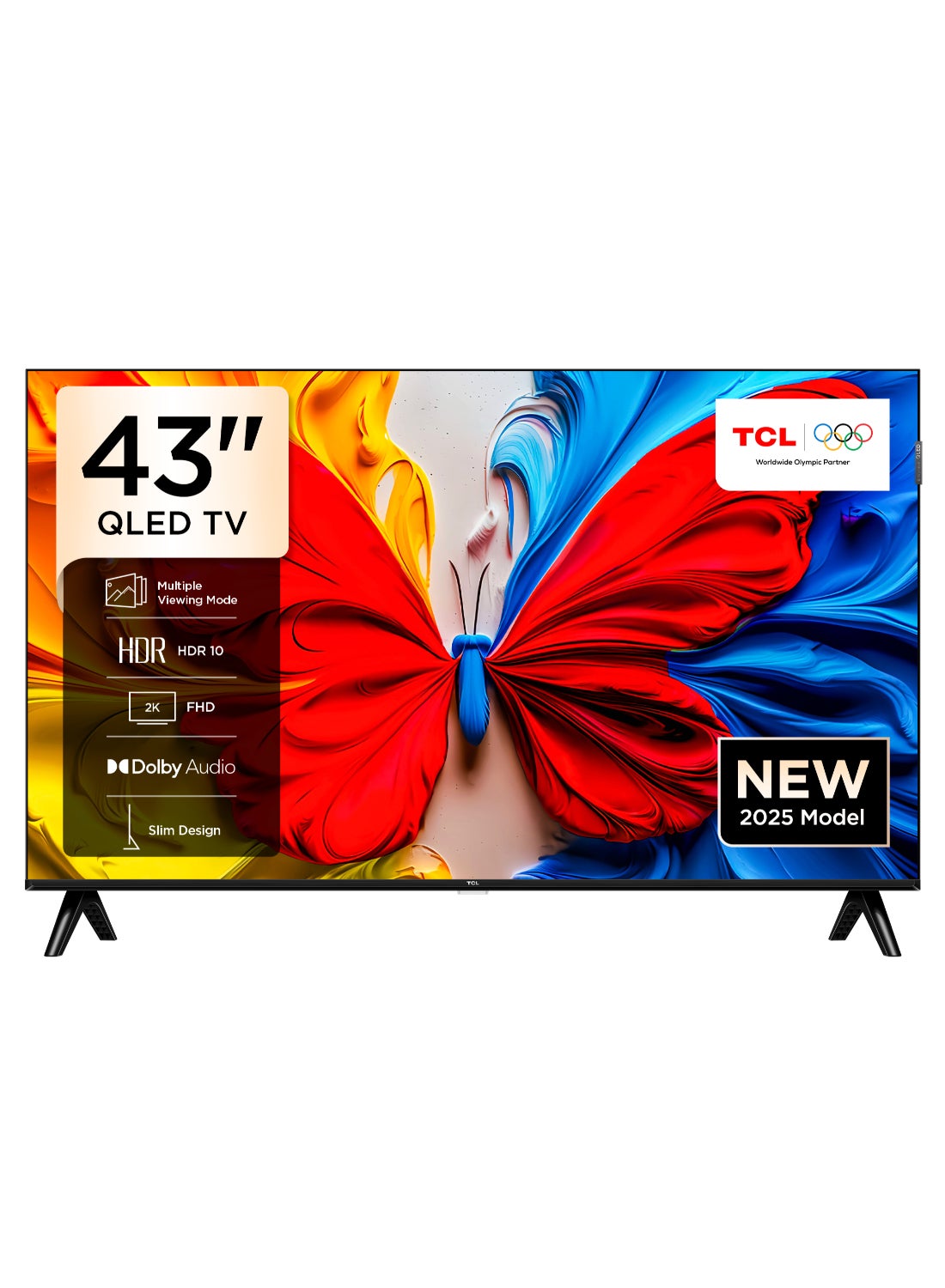 43 Inch Smart TV QLED HDR 10 Google TV, FHD, 60Hz, Dolby Audio, Game Mode, Multiple Eye Care with Slim Design, Google Cast, (2025 Model), 43S5K Black