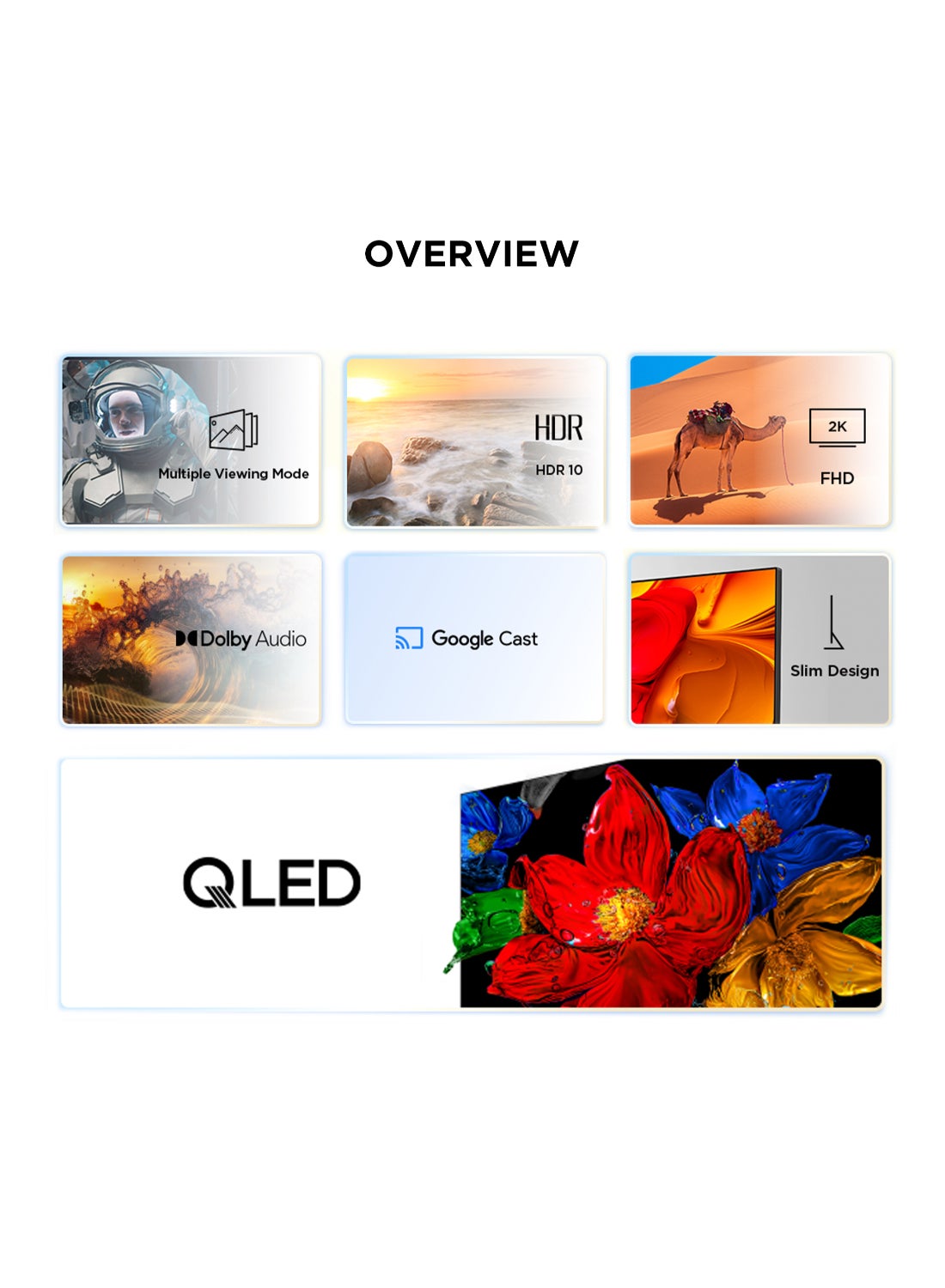 43 Inch Smart TV QLED HDR 10 Google TV, FHD, 60Hz, Dolby Audio, Game Mode, Multiple Eye Care with Slim Design, Google Cast, (2025 Model), 43S5K Black