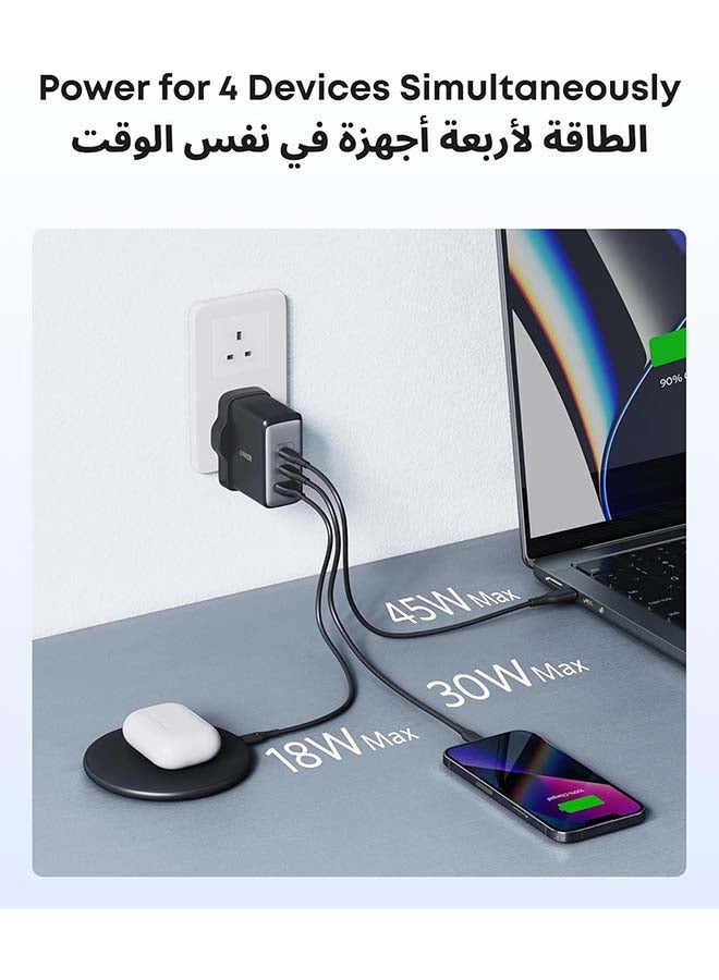 Anker USB C Plug, 100W USB C Charger, 736 Charger (Nano II 100W), 3-Port Fast Compact Wall Charger for MacBook Pro/Air, Google Pixelbook, ThinkPad, Dell XPS, iPad Pro, Galaxy S26/ S25/S24, iPhone 17/16/15 (Black) Black