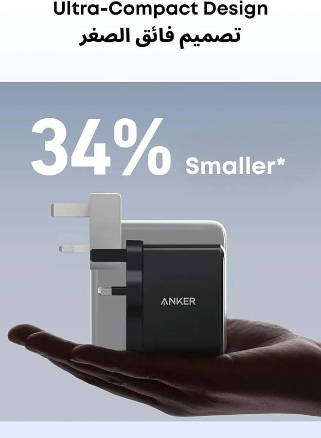 Anker USB C Plug, 100W USB C Charger, 736 Charger (Nano II 100W), 3-Port Fast Compact Wall Charger for MacBook Pro/Air, Google Pixelbook, ThinkPad, Dell XPS, iPad Pro, Galaxy S26/ S25/S24, iPhone 17/16/15 (Black) Black