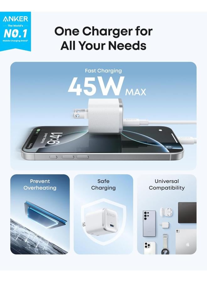 Nano 45W Type C Charger Fast Charging, Compact and Foldable Plug USB C Charger Block for Samsung Galaxy S25 Ultra/S24 Series, iPhone 16 Series, MacBook, Pixel 9, iPad