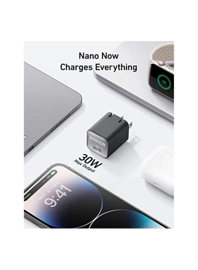 Nano USB C Charger Block, 30W PIQ 3.0 Foldable Iphone Charger Fast Charging