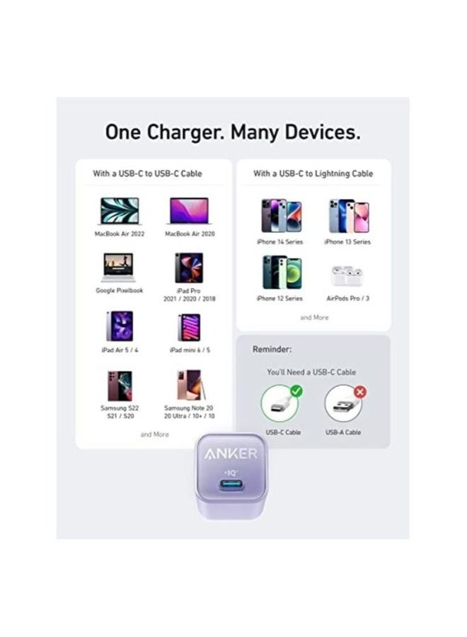 Nano USB C Charger Block, 30W PIQ 3.0 Foldable Iphone Charger Fast Charging