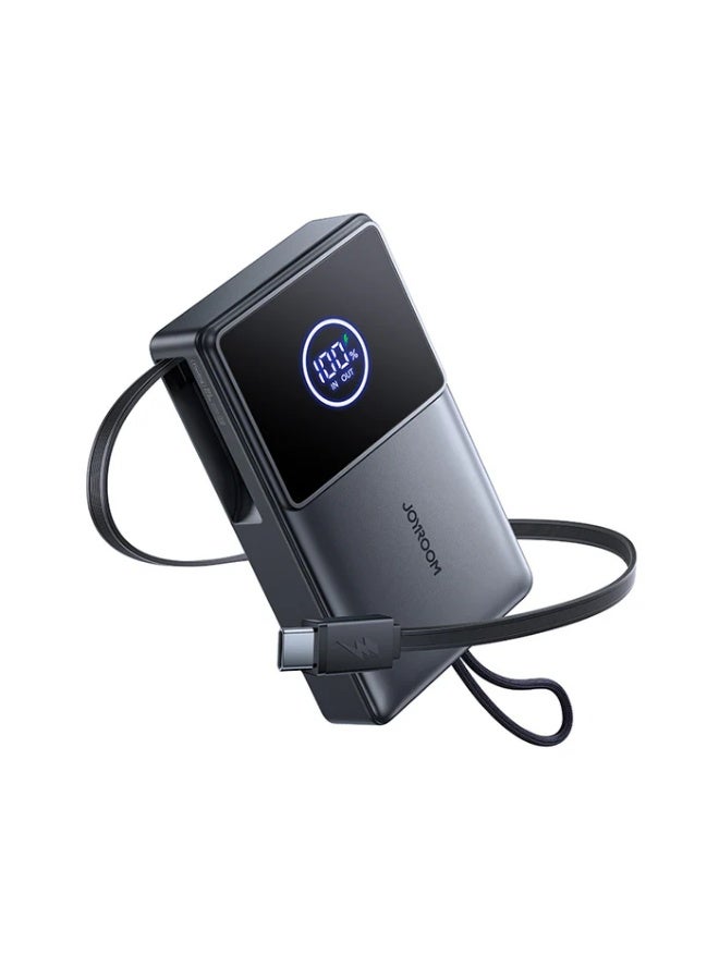 10000 mAh JR-PR1 22.5W Elva Series Mini Power Bank With Built-in Retractable Cable - 10000mAh Black