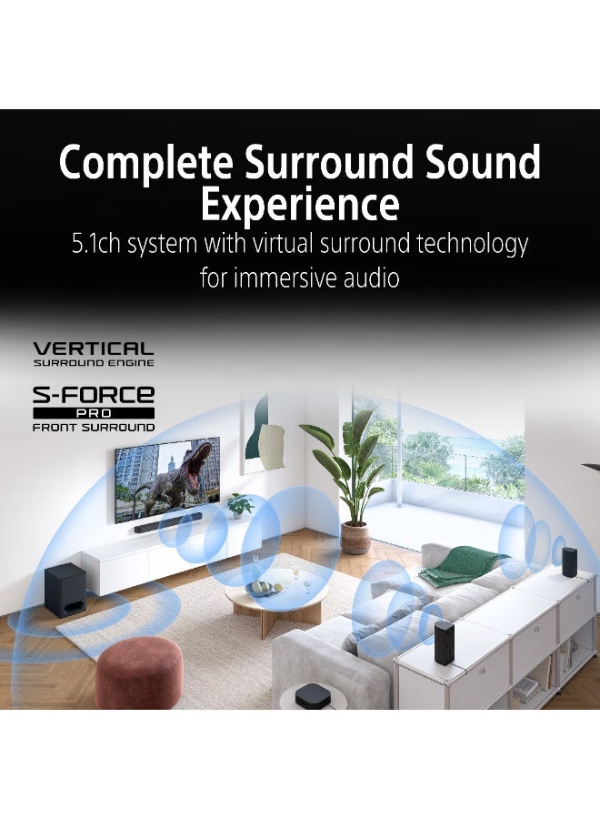 BRAVIA Theater System 6 – 5.1ch Home Theater with Dolby Atmos & DTS:X, Wireless Rear Speakers & Subwoofer, Bluetooth, BRAVIA Connect (Model HT-S60) HT-S60 black