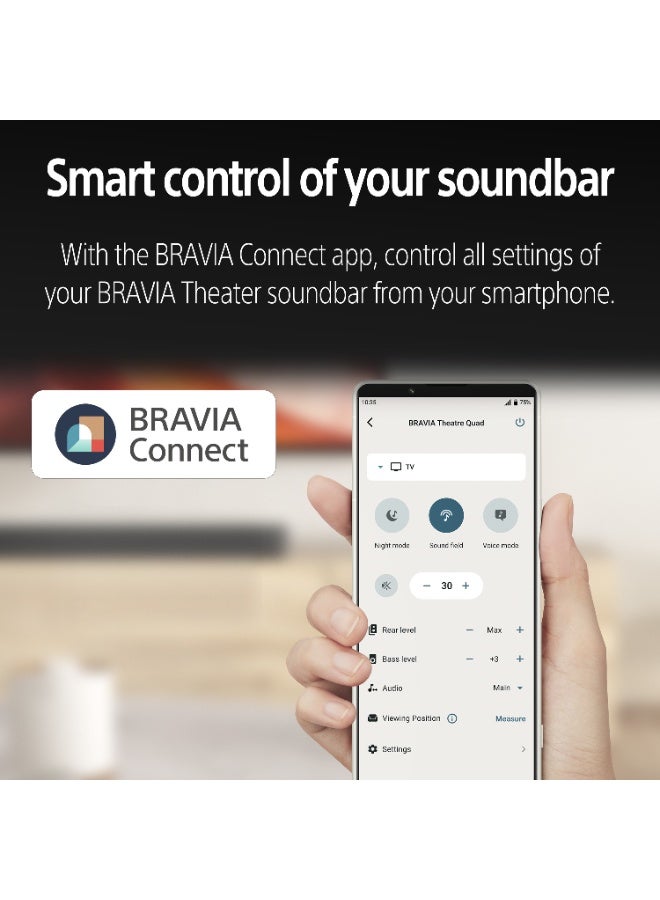 BRAVIA Theater System 6 – 5.1ch Home Theater with Dolby Atmos & DTS:X, Wireless Rear Speakers & Subwoofer, Bluetooth, BRAVIA Connect (Model HT-S60) HT-S60 black