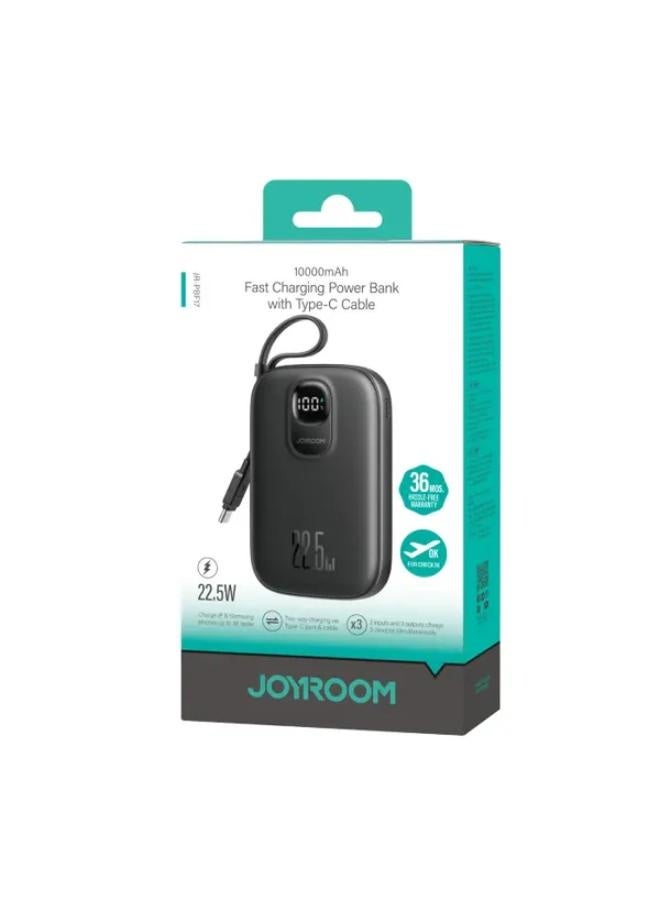 10000 mAh JOYROOM JR-PBF17 PD 22.5W Fast Charging 10000mAh High Capacity Power Bank with Type C Cable black
