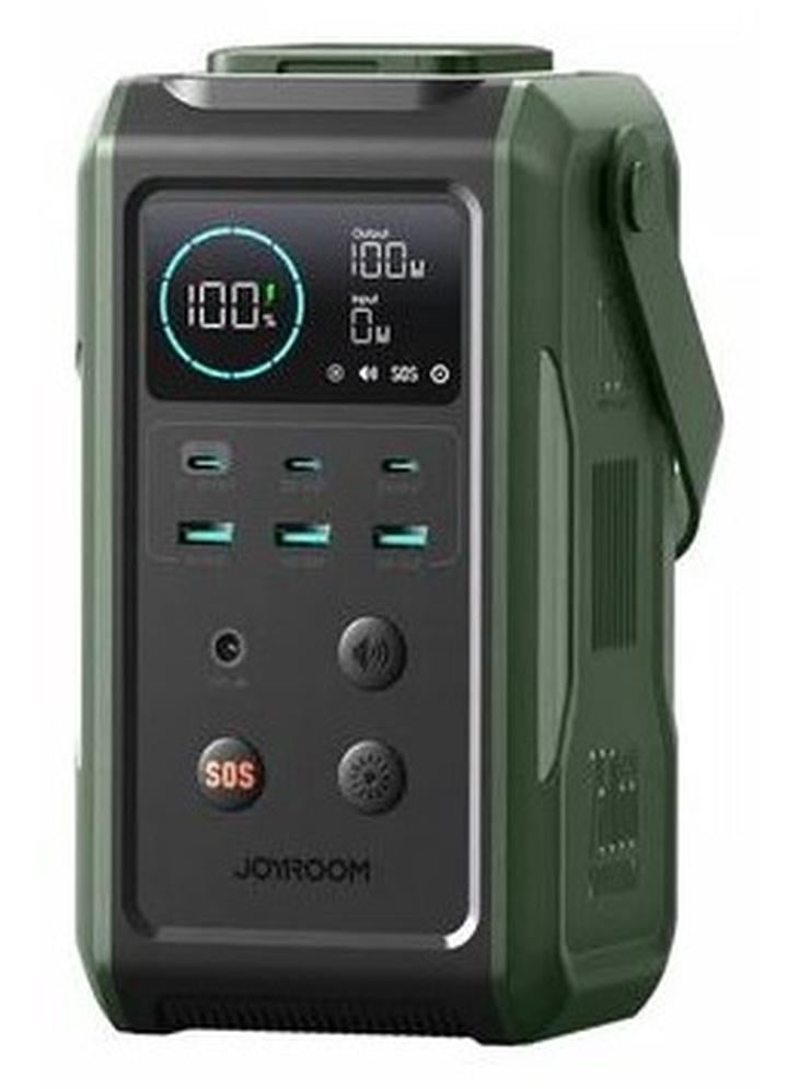 75000 mAh Powerbank 75000mAh 100W 3x USB-C 3x USB-A with foldable flashlight and handle - JR-PBF10 - Olive Green