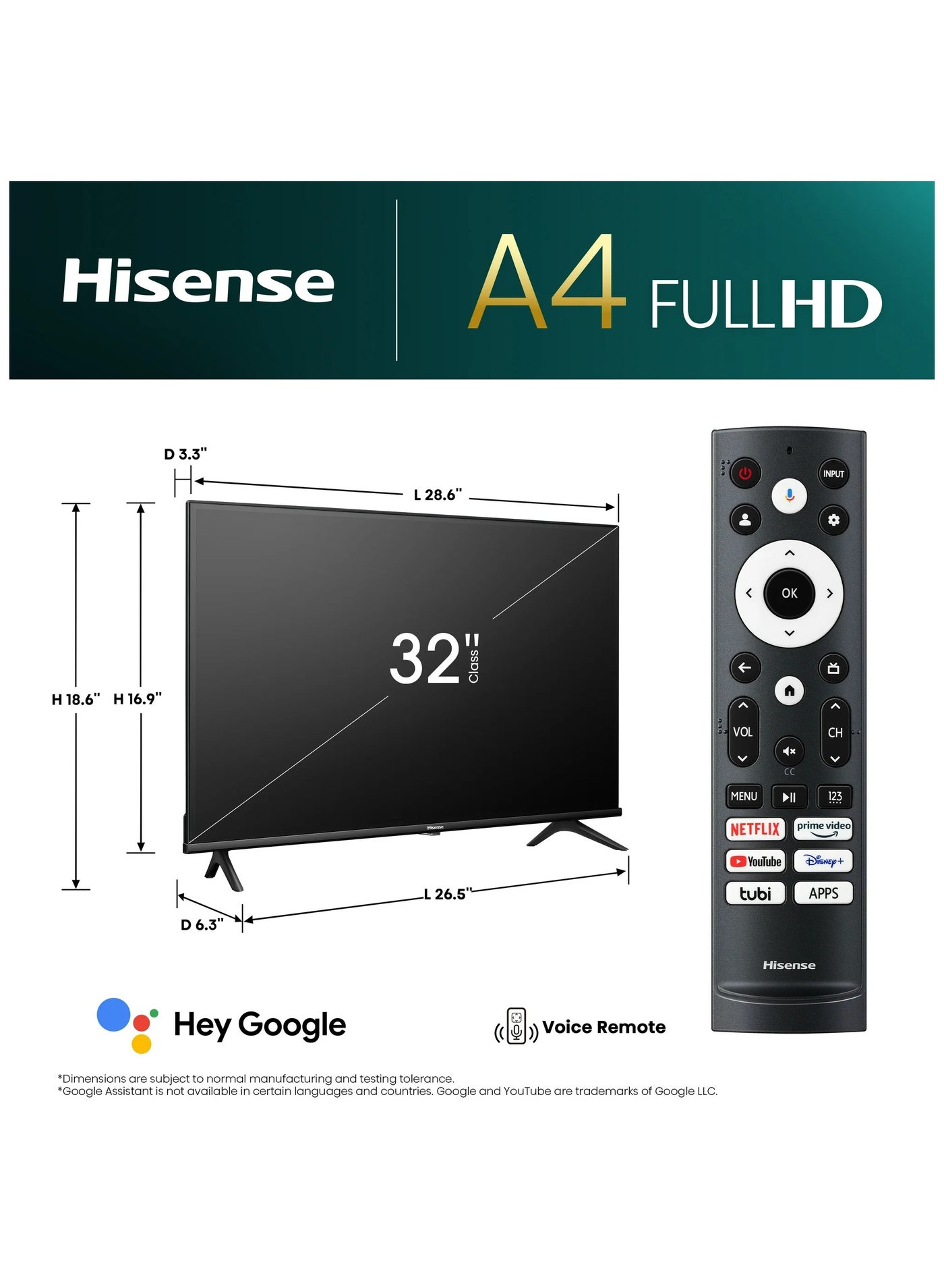 32-inch VIDAA Smart HD TV | Dolby Audio, DTS Virtual-X, HDMI, USB & Screen Mirroring, (Netflix/Youtube/Prime Video) 32A4Q Black