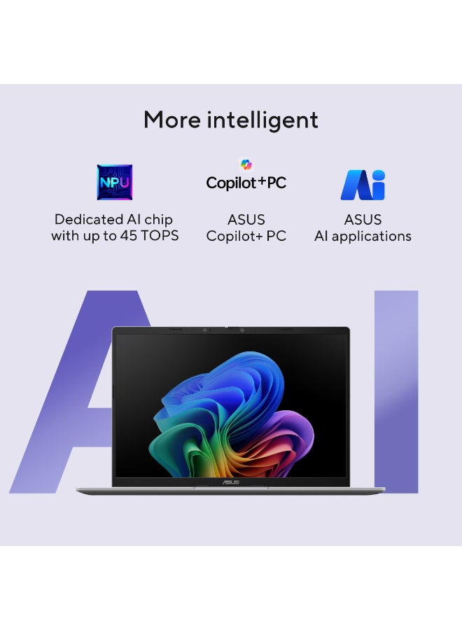 X1407QA-LY045W Vivobook Laptop with 14-Inch WUXGA Display,Snapdragon X1-26-100 Processor/16GB RAM/512GB SSD/Qualcomm Adreno GPU/Windows 11 English Platinum Gold