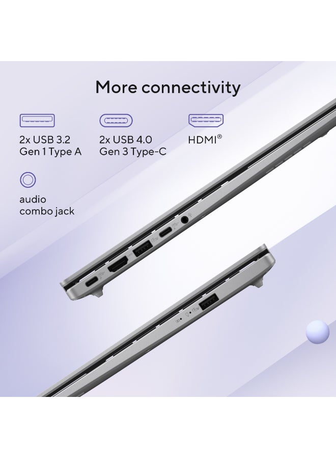 X1407QA-LY045W Vivobook Laptop with 14-Inch WUXGA Display,Snapdragon X1-26-100 Processor/16GB RAM/512GB SSD/Qualcomm Adreno GPU/Windows 11 English Platinum Gold