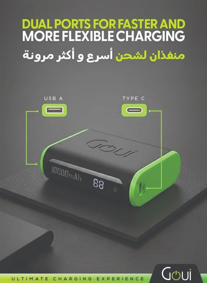 BOLT 10000mAh Power Bank | 20W PD And QC 3.0 Super Fast Charging | Compact, Airline Safe And Travel Ready | Includes Type-C Cable - Black