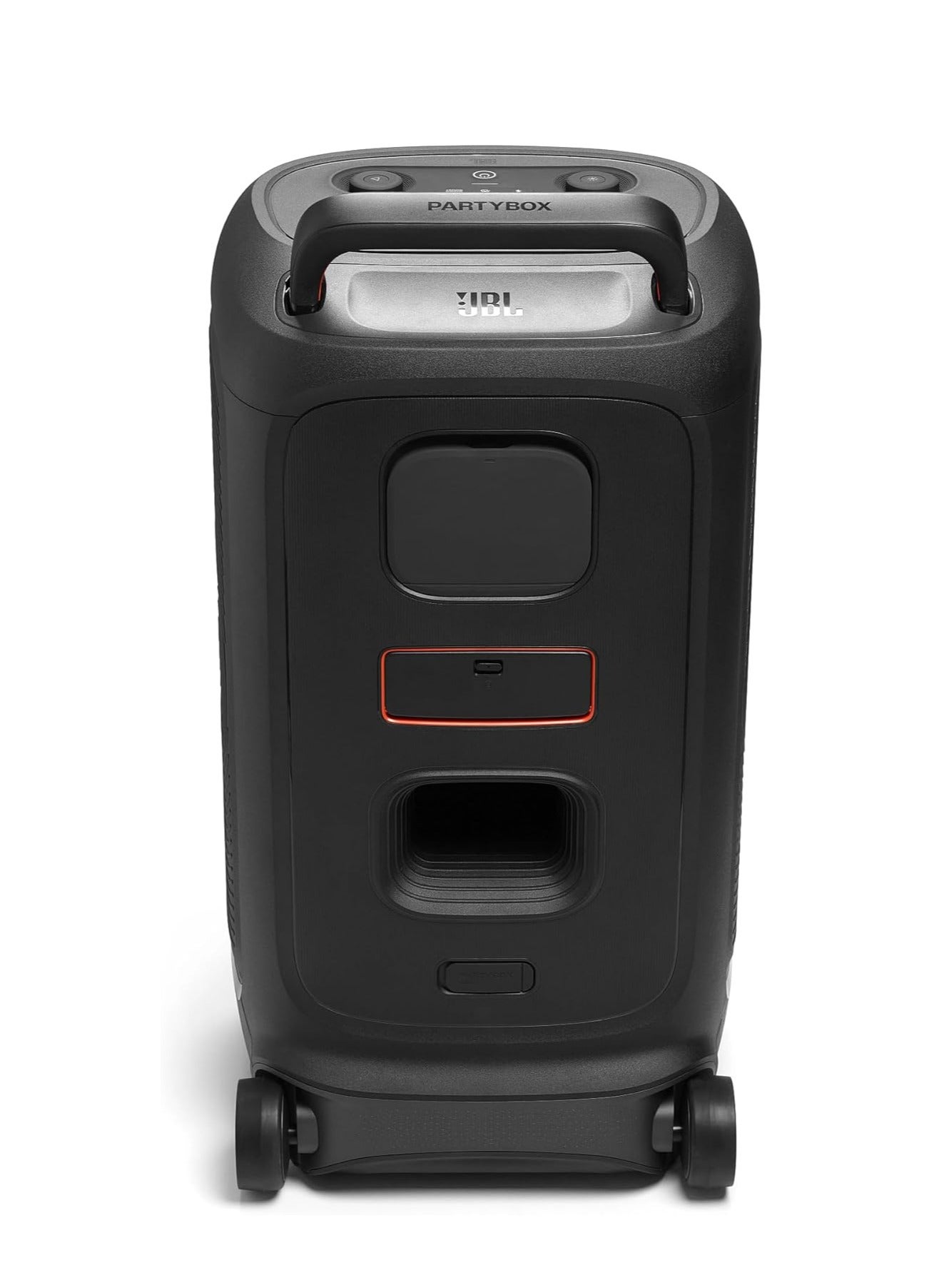 JBL PartyBox 520 Portable Bluetooth Party Speaker with AI Sound Boost, 400W Powerful Sound, Dynamic Light Show, 15H Playtime, Mic & Guitar Inputs, IPX4 Splashproof, Telescopic Handle & Wheels – Black JBLPARTYBOX520EU black
