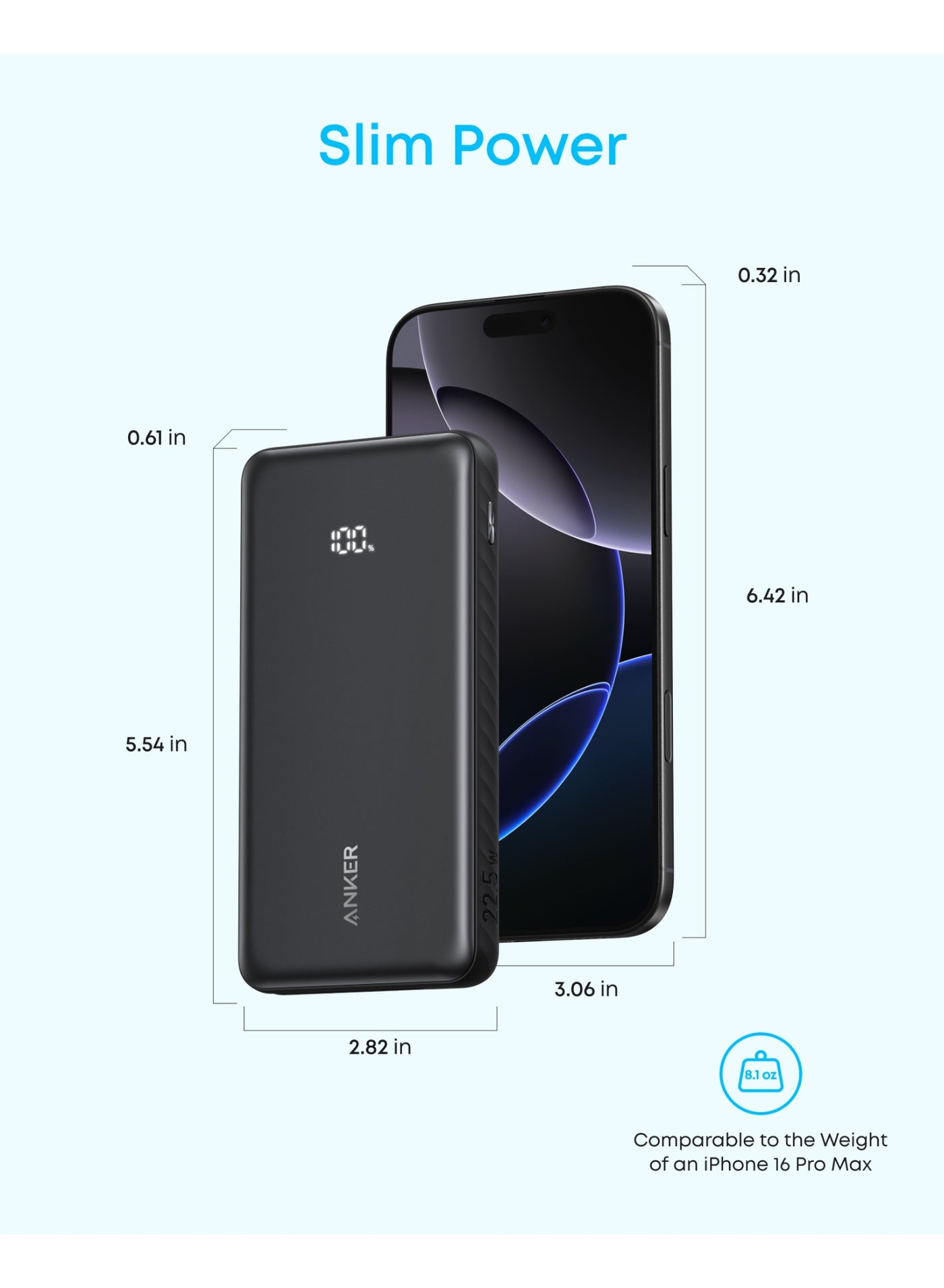 10000 mAh Anker Zolo Power Bank, 10,000mAh 22.5W Max Portable Charger,USB-C In and Out Fast Charging Battery Pack, Slim Travel Essential Phone Power Bank, For iPhone 17/16/15 Series, iPad, MacBook Air, Galaxy, and More black