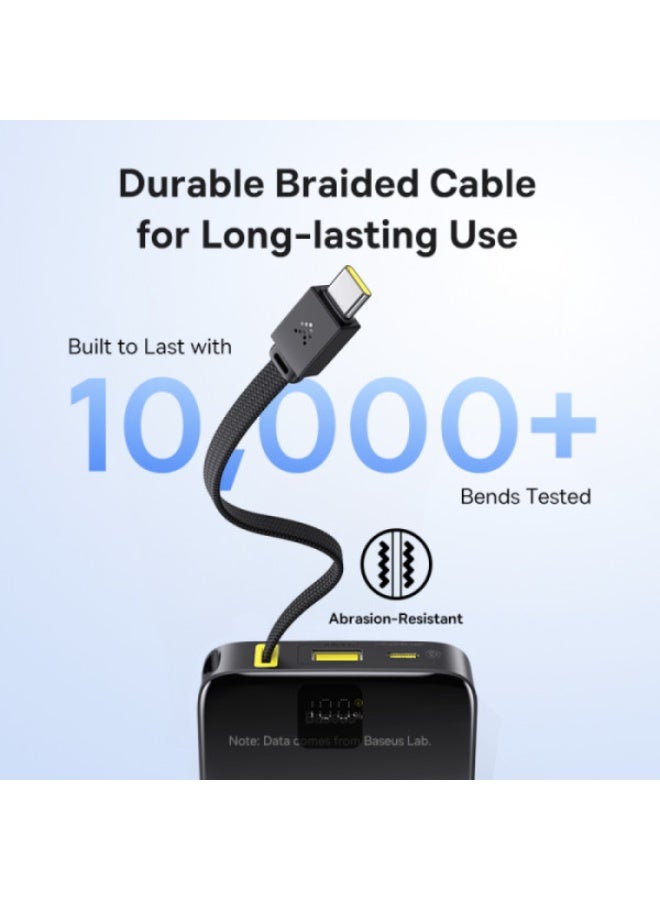 EnerFill Bipow2 Pro Power Bank 10000mAh – 22.5W USB-C PD Fast Charging, Built-in Cable, Digital Display, Airline Approved Black