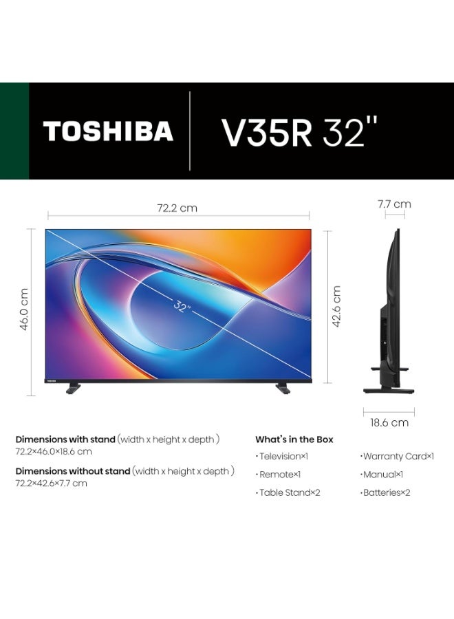 32-Inch HD Ready Smart LED TV With VIDAA OS REGZA Engine Dolby Audio 32V35RP black