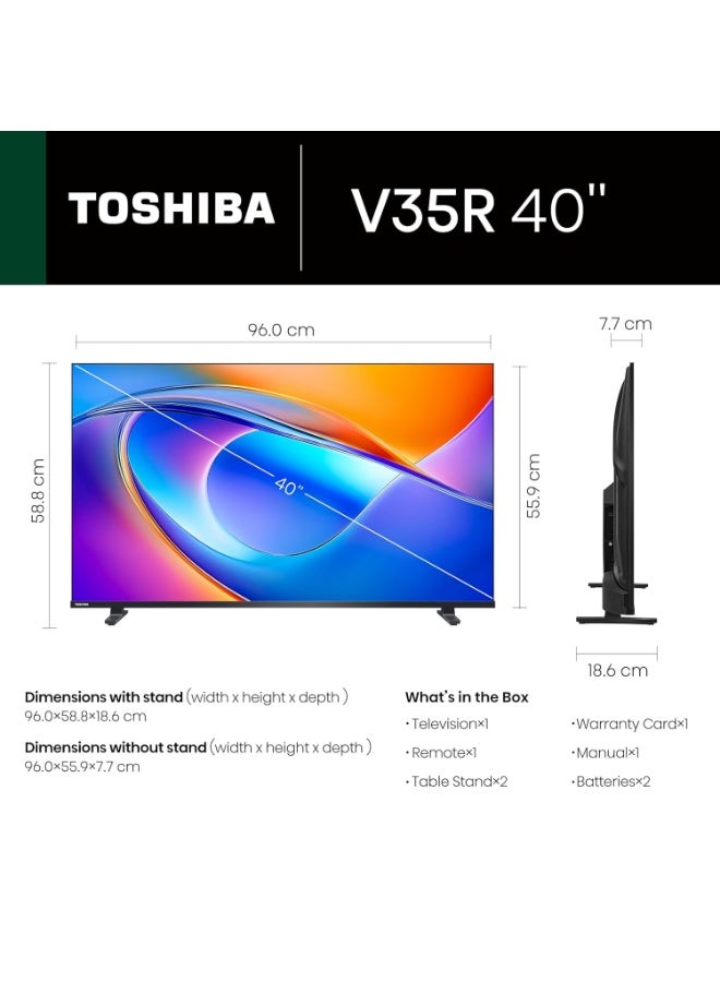 43-Inch HD Ready Smart LED TV With VIDAA OS REGZA Engine Dolby Audio 43V35RP black