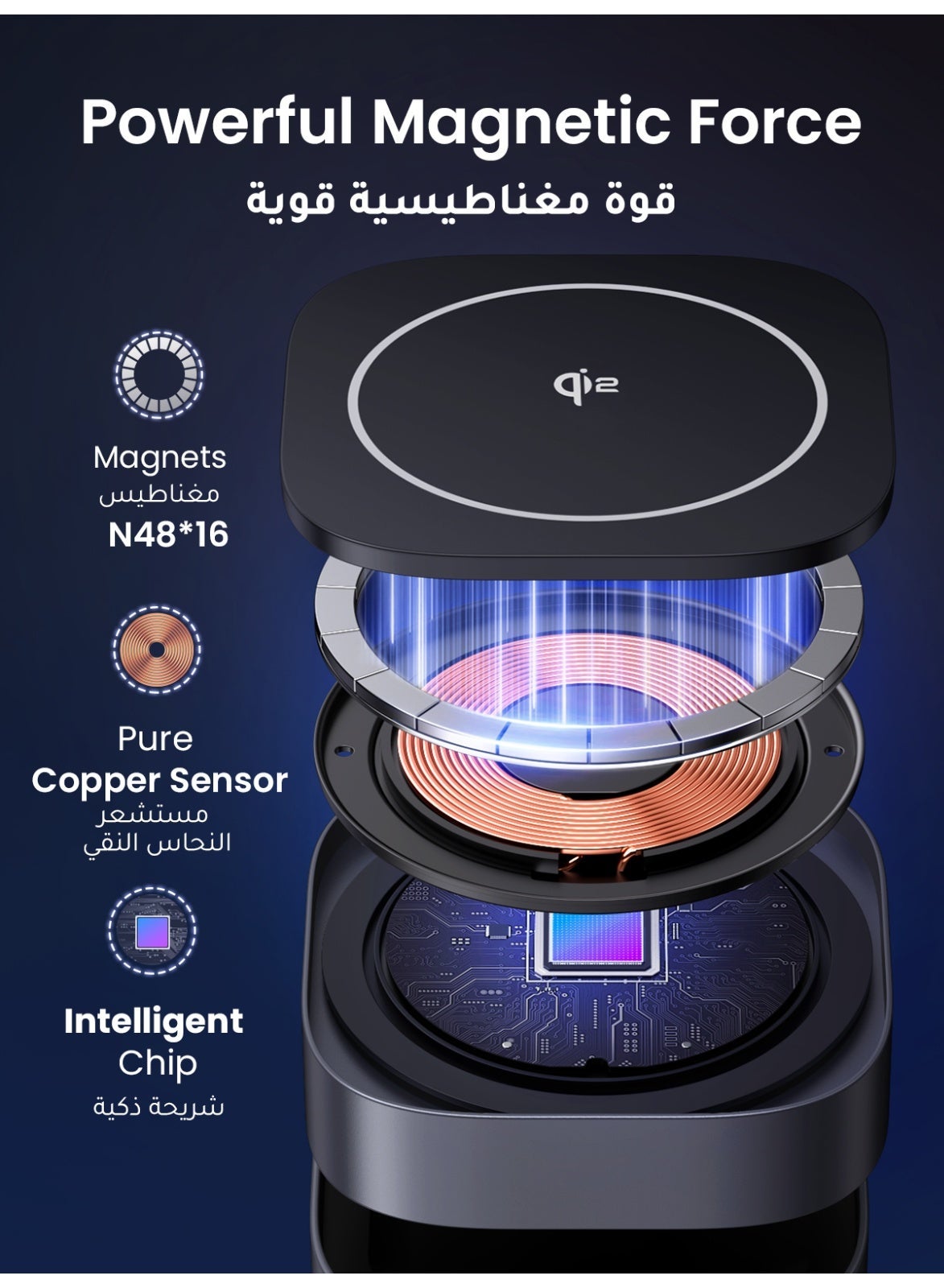2-in-1 MagFlow Qi2 Wireless Charging Station 15W, Magnetic Wireless Charger Fast Charging for iPhone 16 15 Series, AirPods, iWatch, Magsafe Charger Stand Foldable 360° Adjustable With 1M USB C Cable 2 IN 1 15W