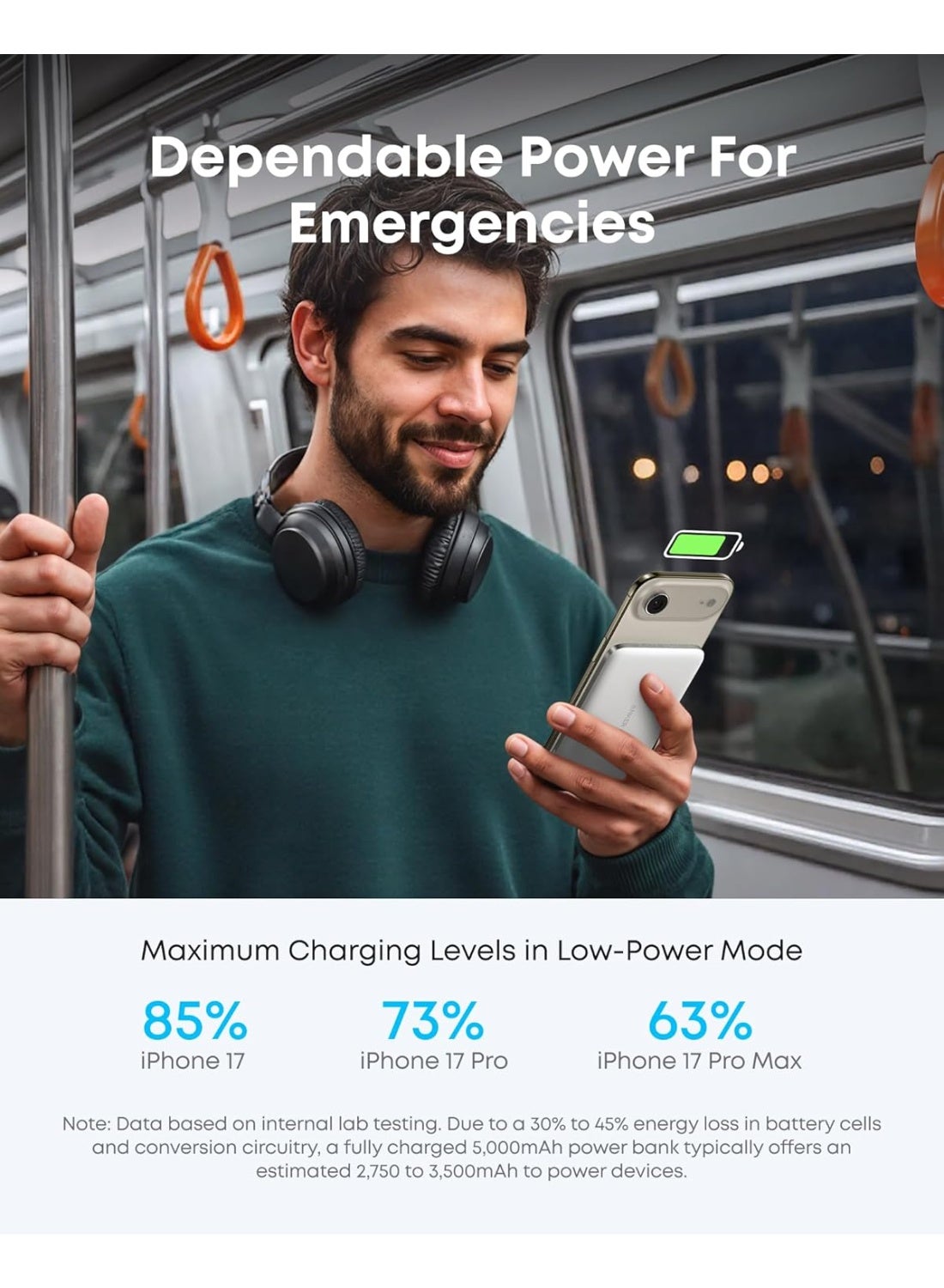 Anker Nano Power Bank, Ultra-Slim 5,000mAh Magnetic Battery Pack, Qi2 Certified 15W Max Ultra-Fast MagSafe-Compatible Portable Charger, Ergonomic Design, For iPhone 17/16/15/14/13/12 Series (White) White