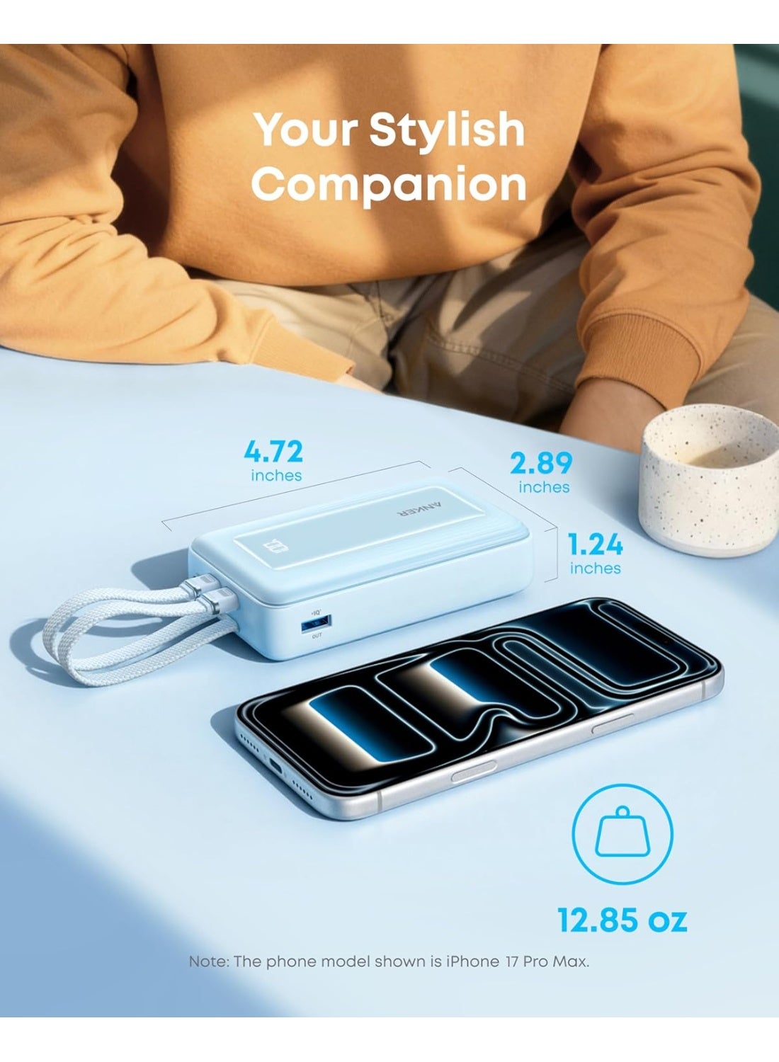 Anker Zolo Power Bank (2025 Upgraded Version), 45W Max Fast Charging, 20,000mAh Battery Pack, Dual Built-in USB-C Cables, USB-C&A Port, for iPhone 17/16 Series, Galaxy, MacBook, and More white