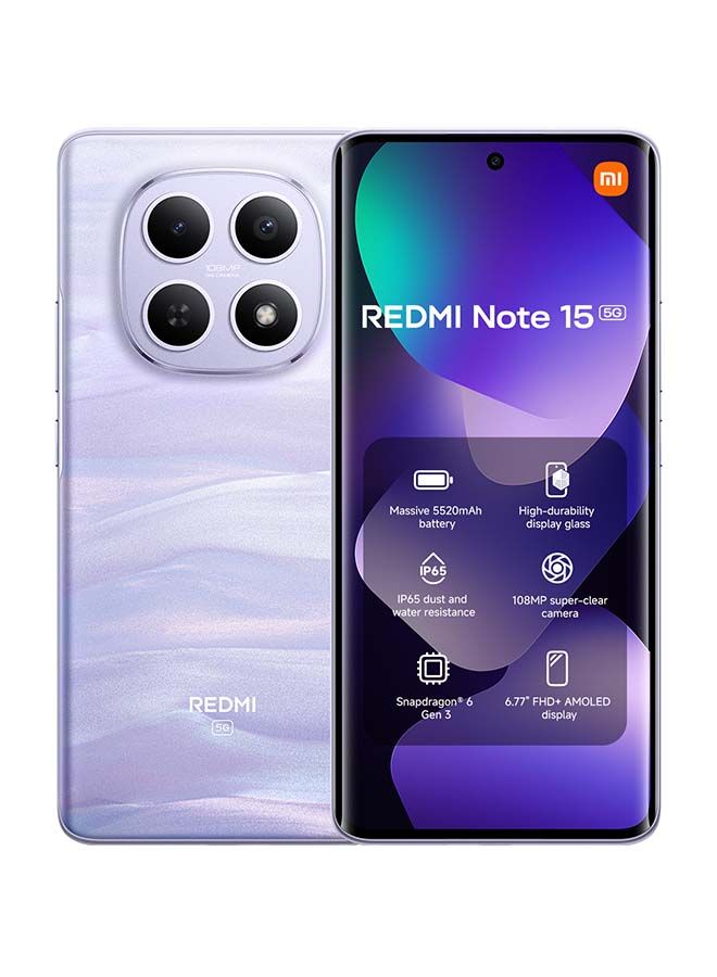 Redmi Note 15 Dual SIM Purple 12GB RAM 512GB 5G - Middle East Version