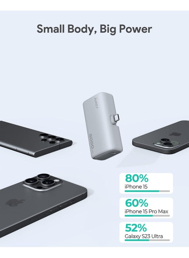 AUKEY Spark Mini 5000 Portable Power Bank with Built-in USB-C Port PB-Y59 grey