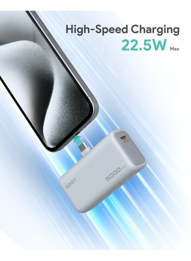 AUKEY Spark Mini 5000 Portable Power Bank with Built-in USB-C Port PB-Y59 grey