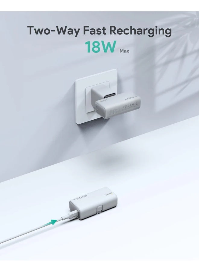 AUKEY Spark Mini 5000 Portable Power Bank with Built-in USB-C Port PB-Y59 grey