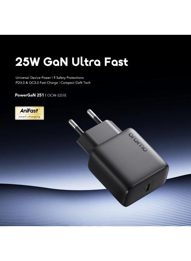 PowerGaN 251 25W GaN Fast Mini Charger Set black