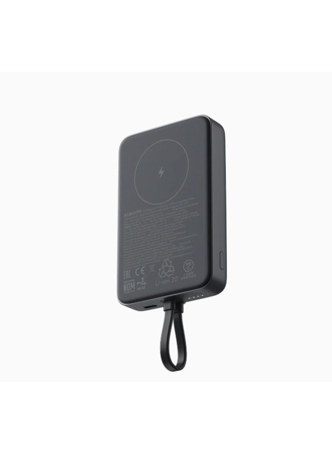 Magnetic Wireless Power Bank 10000 Built-in Cable 33W USB-C 7.5W Qi Wireless Charging - Grey