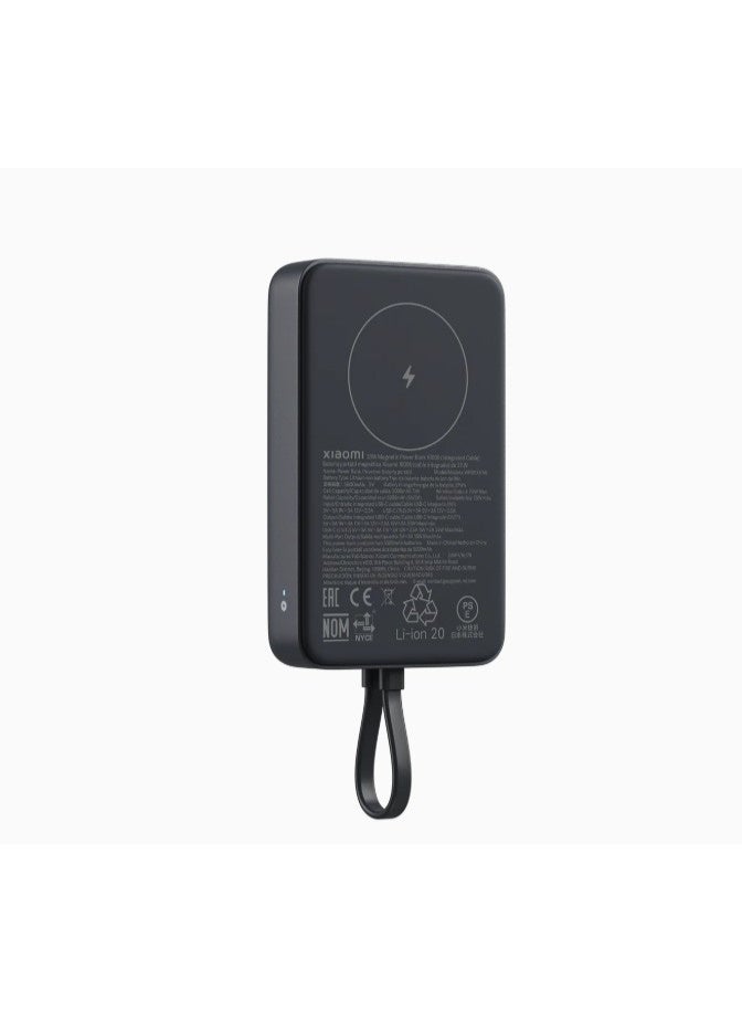 Magnetic Wireless Power Bank 10000 Built-in Cable 33W USB-C 7.5W Qi Wireless Charging - Grey