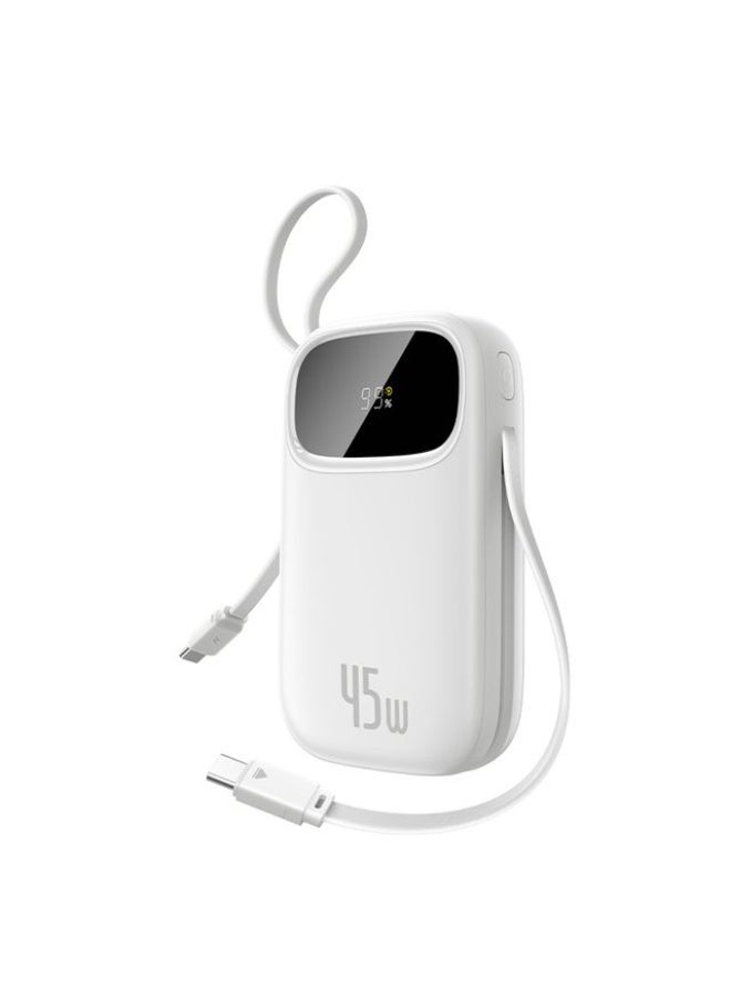 EnerFill FC31 10000mAh 45W Fast Charging Power Bank with Dual Built-in USB-C Cables and Digital Display – Moon White