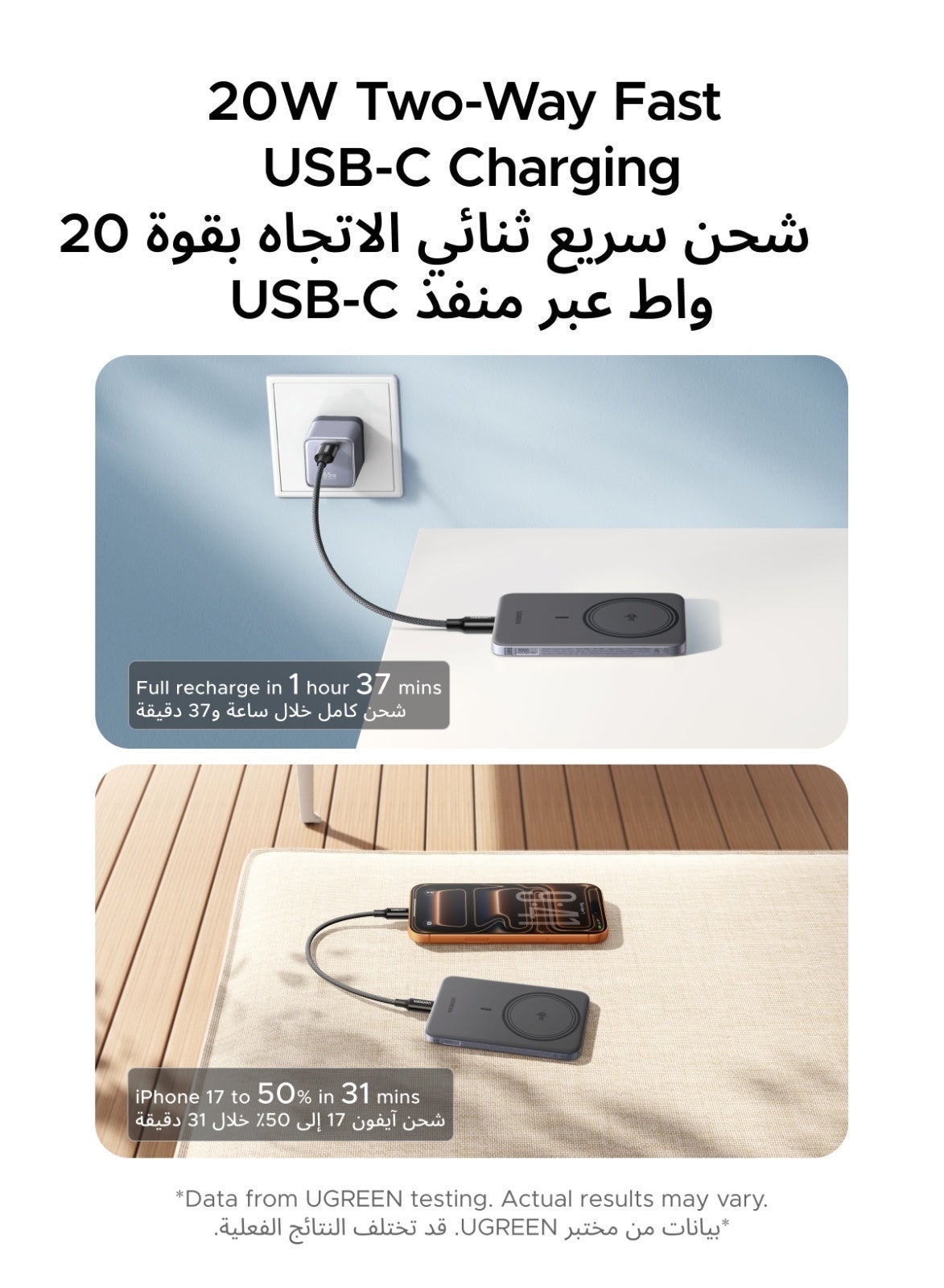 Ultra-Slim Qi2 15W Magsafe Power Bank 5000mAh, Wireless Charging, PD 20W Fast Charging Battery Pack, Non-Overheating, Strong Magnetic for iPhone 17/16/15/14, Magflow Air Series, Grey 5000mAh 5000mAh