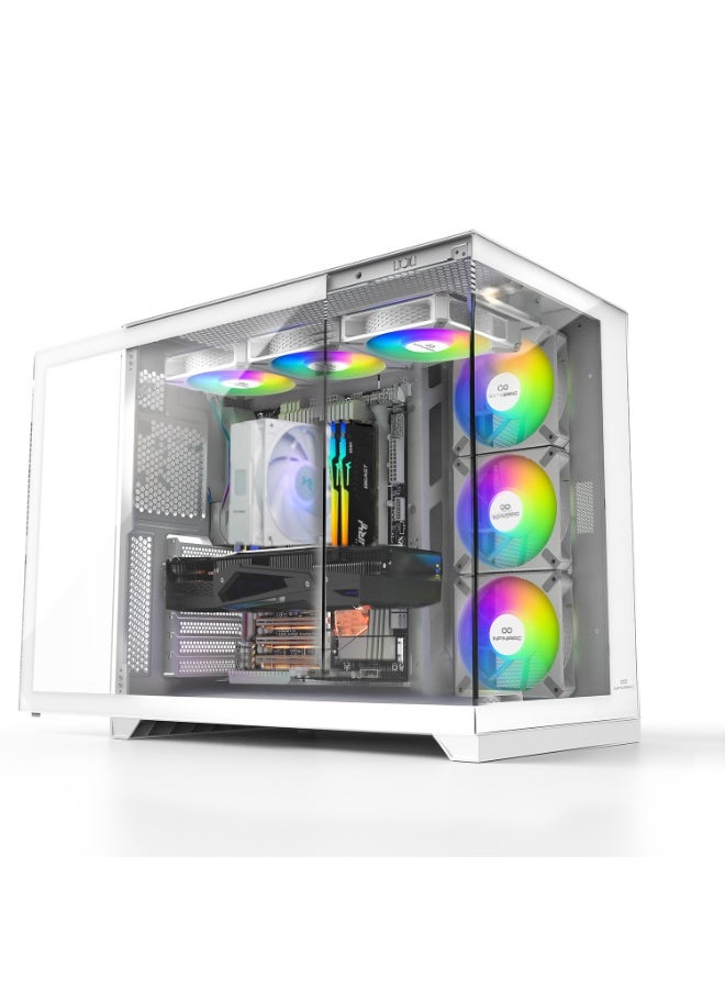INFINIARC RTX 5060 GAMING DESKTOP PC (CUBE Case, B650 Motherboard, RTX 5060 8GB GPU, AMD Ryzen 5 CPU, 16GB DDR5 RAM, 1TB SSD M.2, Digital ARGB Air Cooler, 650W PSU, Windows Pro) White White