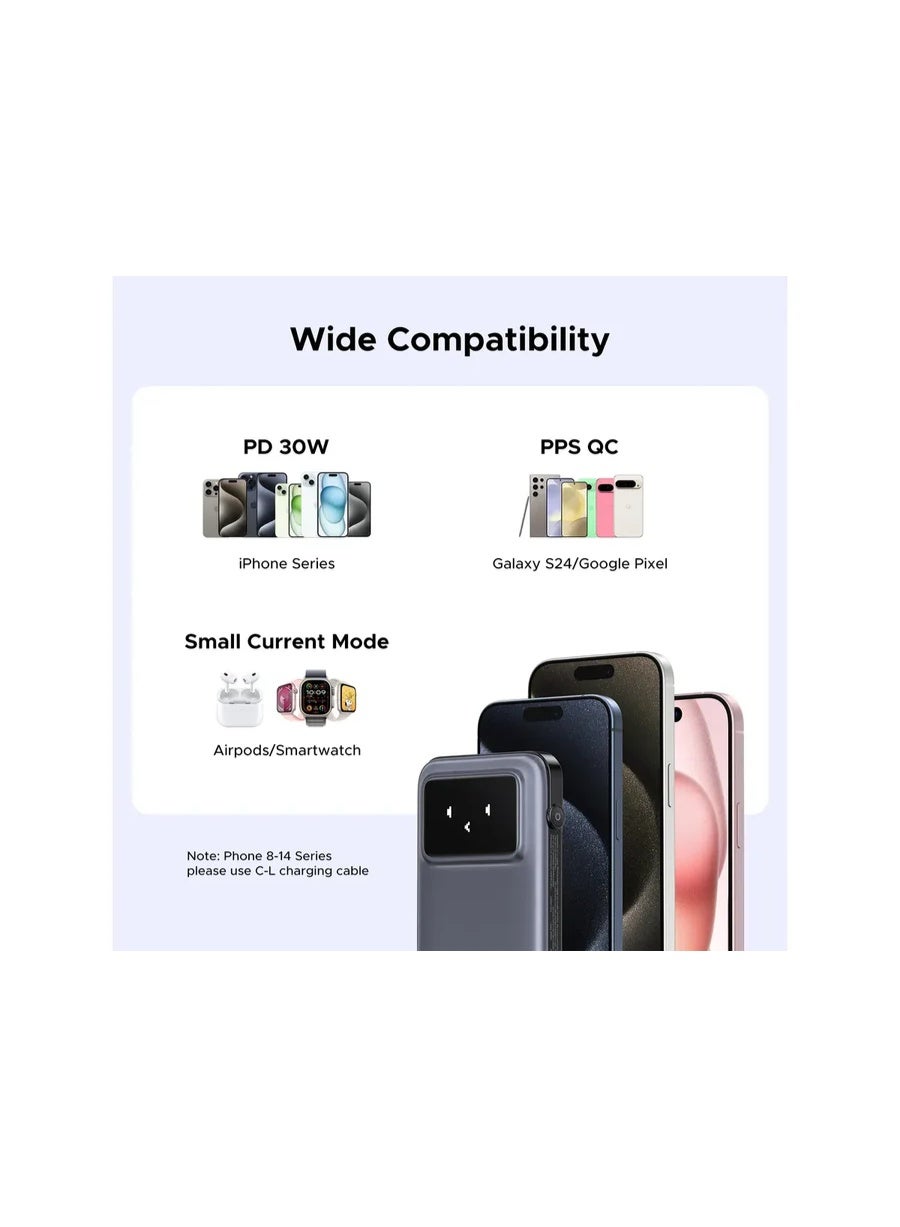UGREEN PB511 Power Bank Robot 10000mAh With Built-in Cable USB-C grey