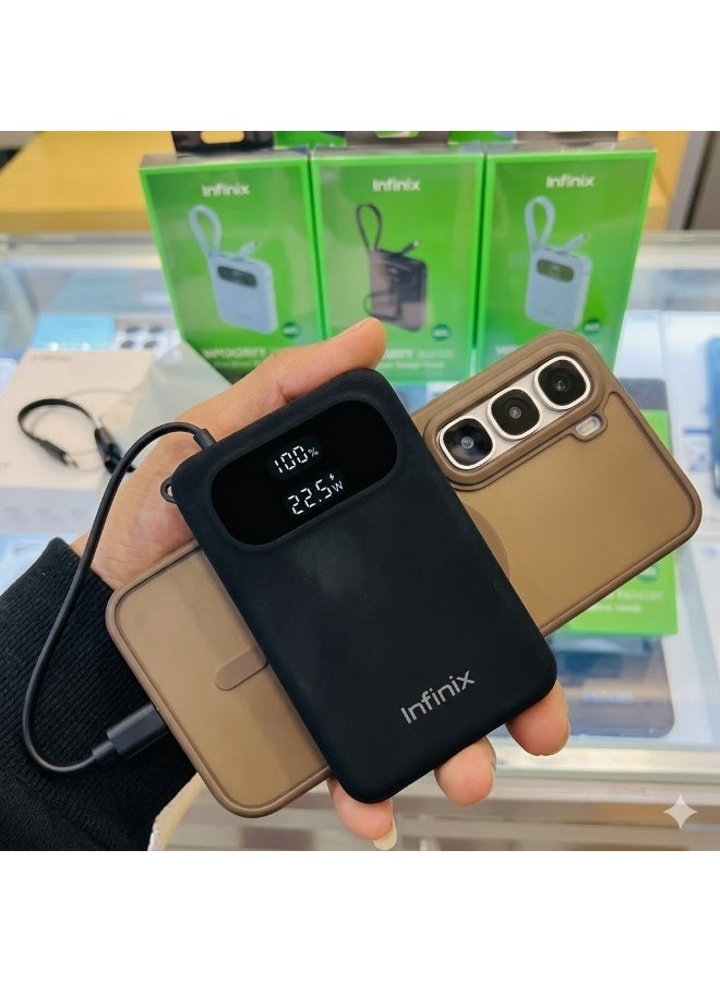 Infinix XPower 10 Pro 10000mAh Power Bank 22.5W Fast Charging With Built-in Type-C Cable black