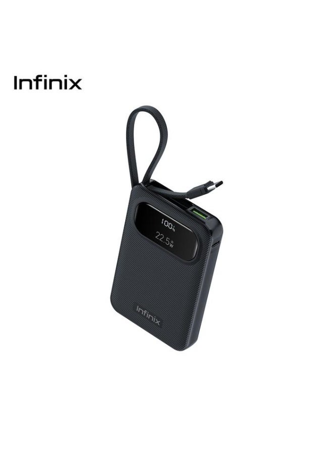 Infinix XPower 10 Pro 10000mAh Power Bank 22.5W Fast Charging With Built-in Type-C Cable black