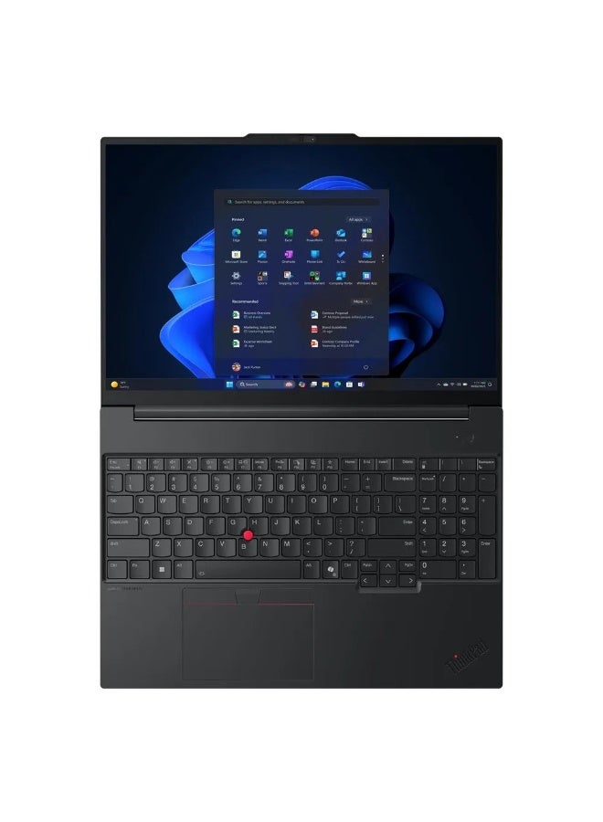 ThinkPad E16 Gen 3 Laptop, Intel Core Ultra 7 256V Processor, 16GB LPDDR5x RAM, 512GB SSD, 16" WUXGA Display, DOS, Backlit , 1 Year Warranty | 22AY0016GR Keyboard English/Arabic black