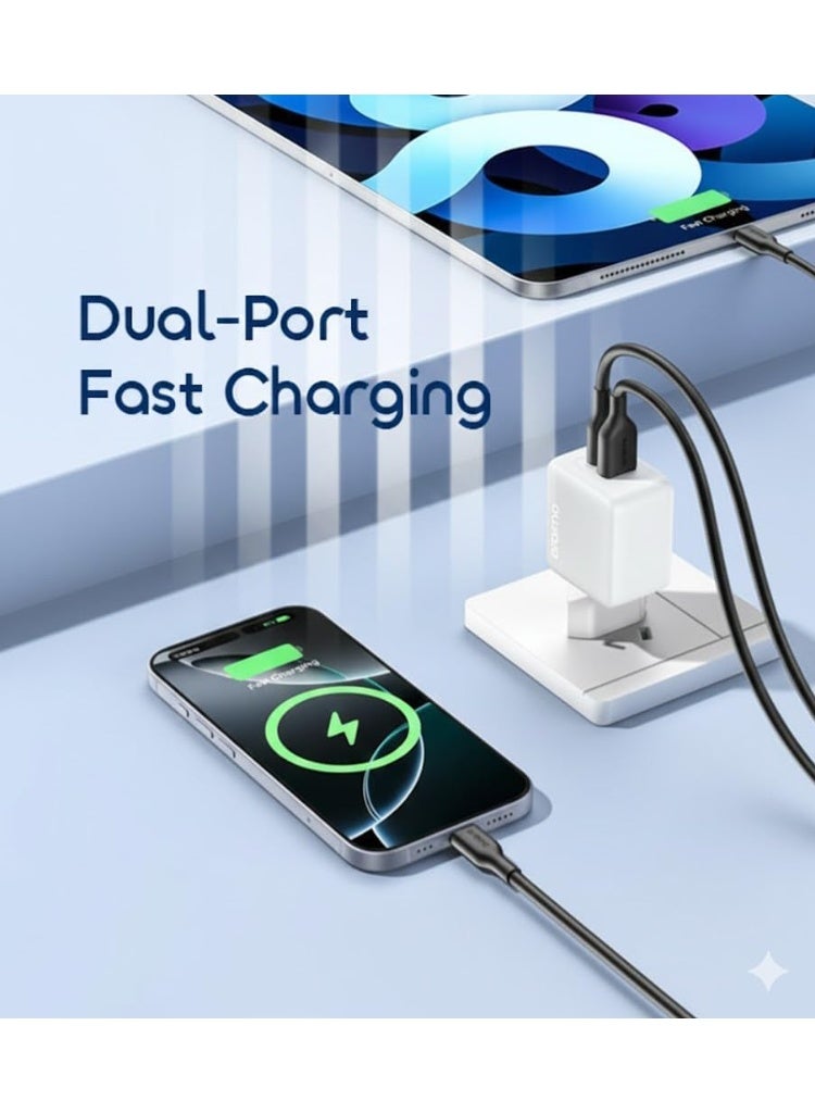 Oraimo OCW‑5203E EU 20W USB-C Wall Charger Kit with USB-C to USB-C Cable, QC 3.0 & PD Fast Charging for Smartphones & USB-C Devices, EU Plug – White white