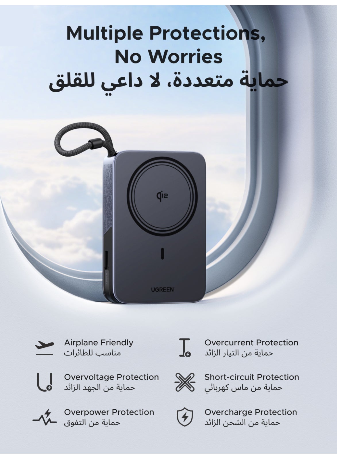 10000mAh High Capacity Magnetic Wireless Portable Charger, 30W Fast Charge 2 Type-C Ports 15W MPP Power Bank Built-in Cable Universal Charging Compatible with iPhone 18 Pro, iPhone 18 Pro Max, iPhone Duo, iPhone Huawei Honor Xiaomi Samsung iPad AirPods Wireless Earphones Grey with Stand Grey with Stand