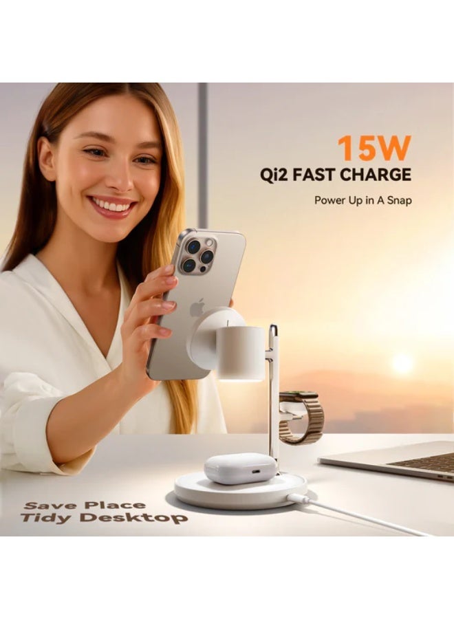 JR-W23 Joyroom Magnetic Charging Station for Fast Wireless Charger for iPhone 17 16 15 Pro Max for iWatch for AirPods White