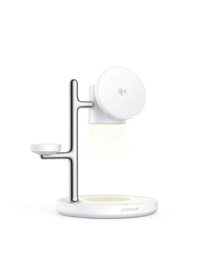 JR-W23 Joyroom Magnetic Charging Station for Fast Wireless Charger for iPhone 17 16 15 Pro Max for iWatch for AirPods White