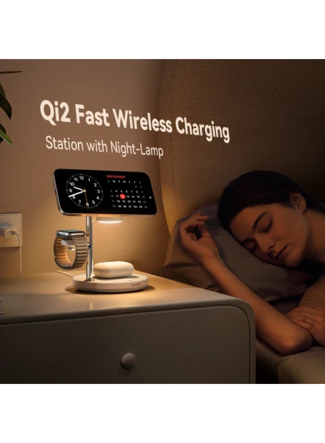 JR-W23 Joyroom Magnetic Charging Station for Fast Wireless Charger for iPhone 17 16 15 Pro Max for iWatch for AirPods White